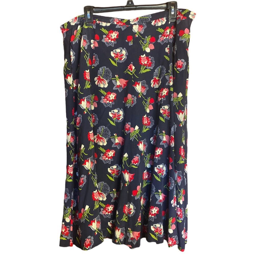 VINTAGE Koret Navy Floral Skirt 14